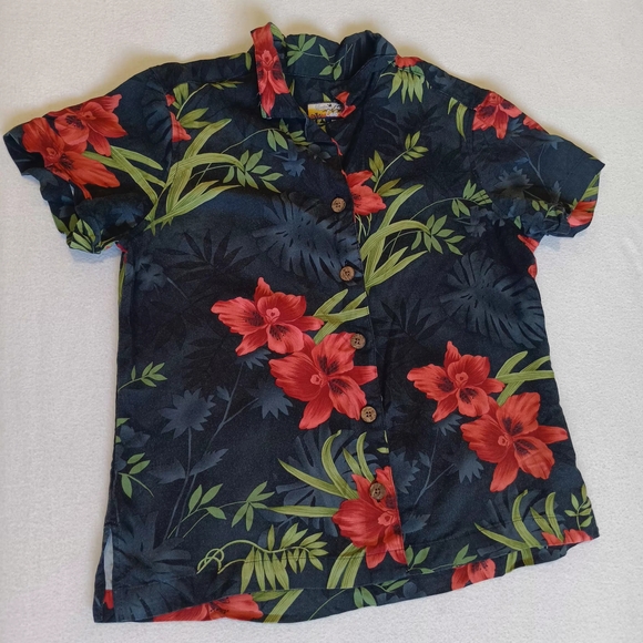 Havana Jack's Cafe HAVANA JACK'S CAFE Short Sleeve Rayon Shirt Box Shirt Men's L Size Rayon black type Vintage Second Hand
